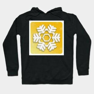 Snowflake Winter Holiday Christmas Kids Party Decoration. White Snowflake on yellow christmas tree background. Hoodie